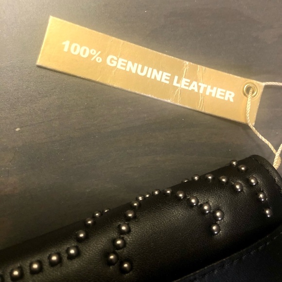 NWT Aimee Kestenberg large black studded 100% genuine leather wallet - Picture 6 of 6